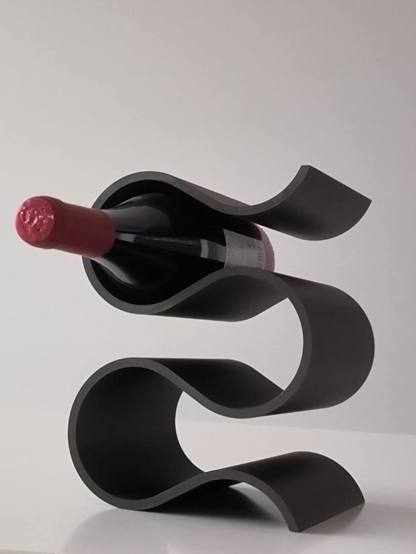 Modern Wave Wine Holder, Minimalist Wine Rack, Sculptural Bottle Stand, Contemporary Kitchen Decor, Unique Wine Lover Gift