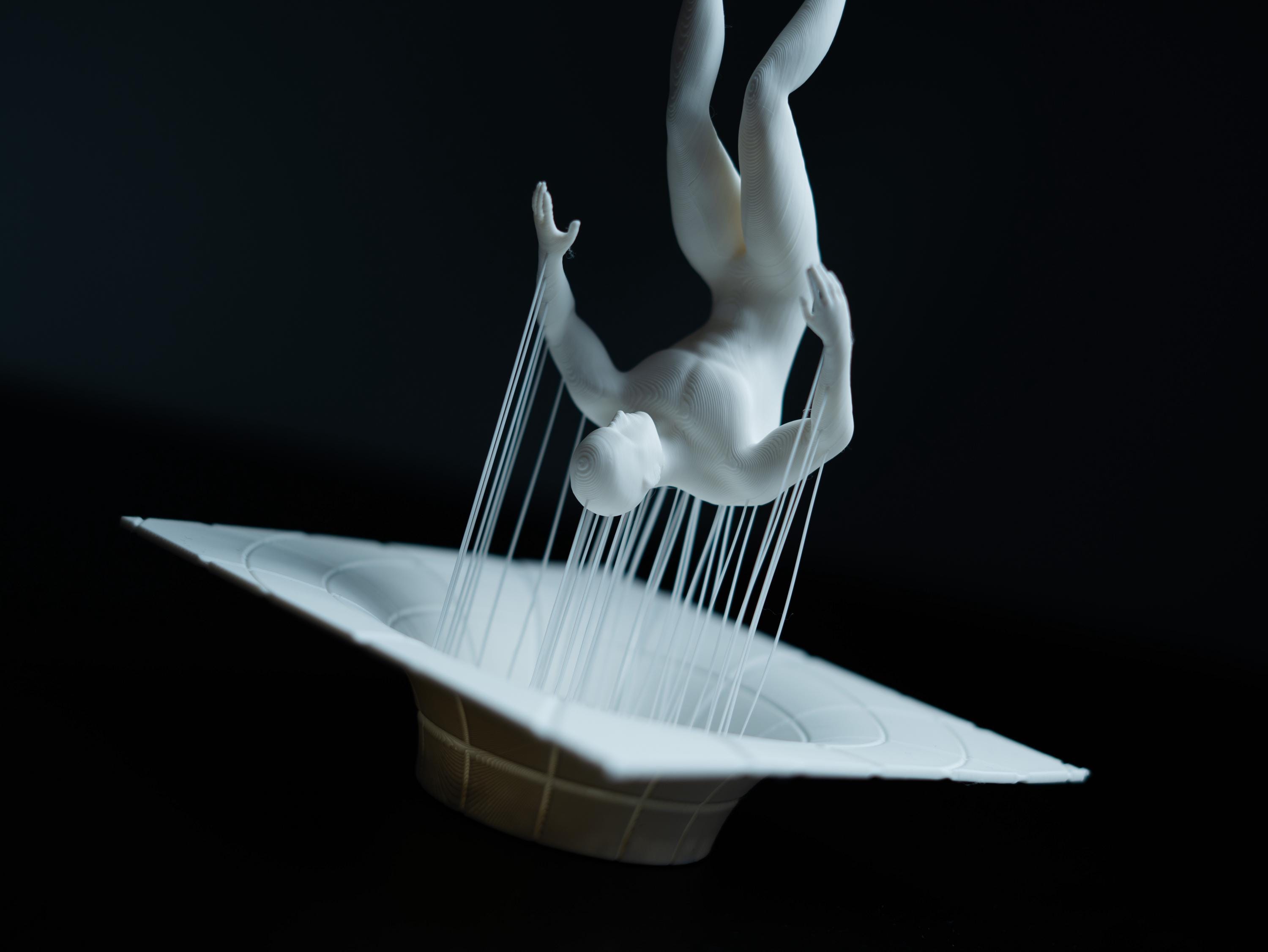 Surreal Falling Figure Sculpture, Abstract Modern Art Statue, Floating ...