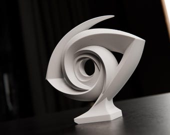 Modern Abstract Sculpture | Geometric Home Decor Art | Minimal Desk Ornament | Contemporary White Spiral Statue