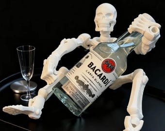 Skeleton Wine Bottle Holder | Halloween Bar Decor | Funny Skeleton Statue | Gothic Home Accent | Spooky Gift for Him