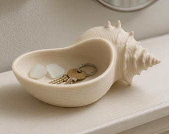Seashell Trinket Dish · Coastal Key Bowl · Beach Style Jewelry Holder · Nautical Home Decor Gift