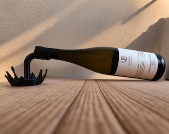 Floating Wine Holder with Splash Base – Modern Sculptural Bottle Stand, Gravity Defying Wine Rack, Artistic Home Decor, Unique Gift