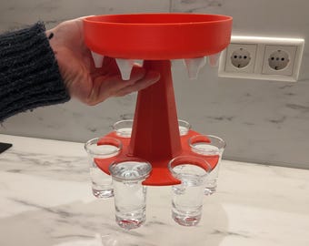 Shothouder voor 6 glazen | Borrelglashouder en schenktuit | Accessoire voor leuk drinkspelletjes | Drankdispenser voor Friends Night