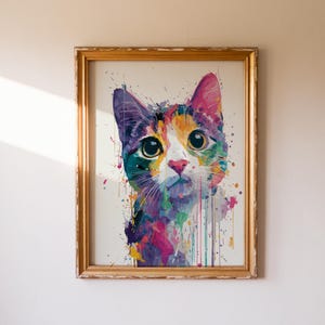 Cat Print Watercolour Cat Art Cat Gifts Cute Gift For Cat Lover Cat Wall Decor Cat Wall Print Feline Colourful Art Funny Print For Home