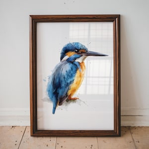Kingfisher Poster Watercolour Kingfisher Painting Present Picture  Animal Wall Art Wildlife Gift Birthday Gift For Bird Lover Bird Print
