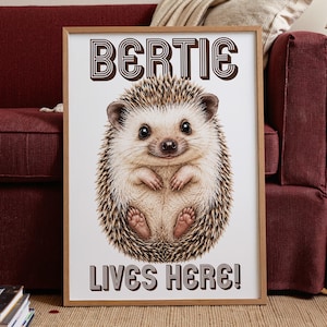 Personalised Hedgehog Wall Art | Custom Pet Poster | Animal Lover Gift | Pygmy Hedgehog