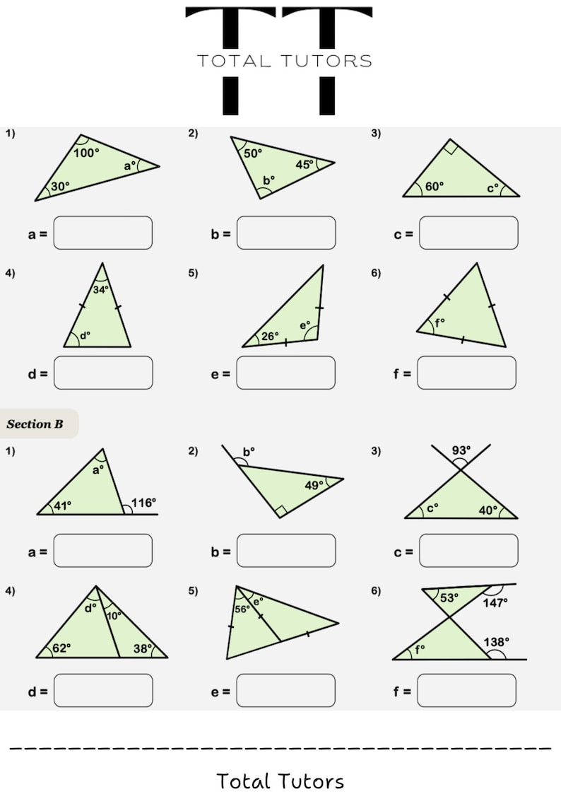 Triangle Labeled Task Angles in Triangles - Etsy