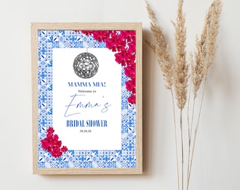 Bridal Shower Welcome Sign Mamma Mia Bridal Shower Sign Mamma Mia Bachelorette Sign Greek Theme Hen Party Mamma Mia Welcome Sign Template