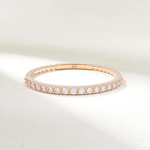 14K Solid Gold Half Eternity Ring for Women – Wedding Ring Stackable, Diamond Ring, Minimalist Stacking 10K Gold Ring, Jewelry Gift for Her