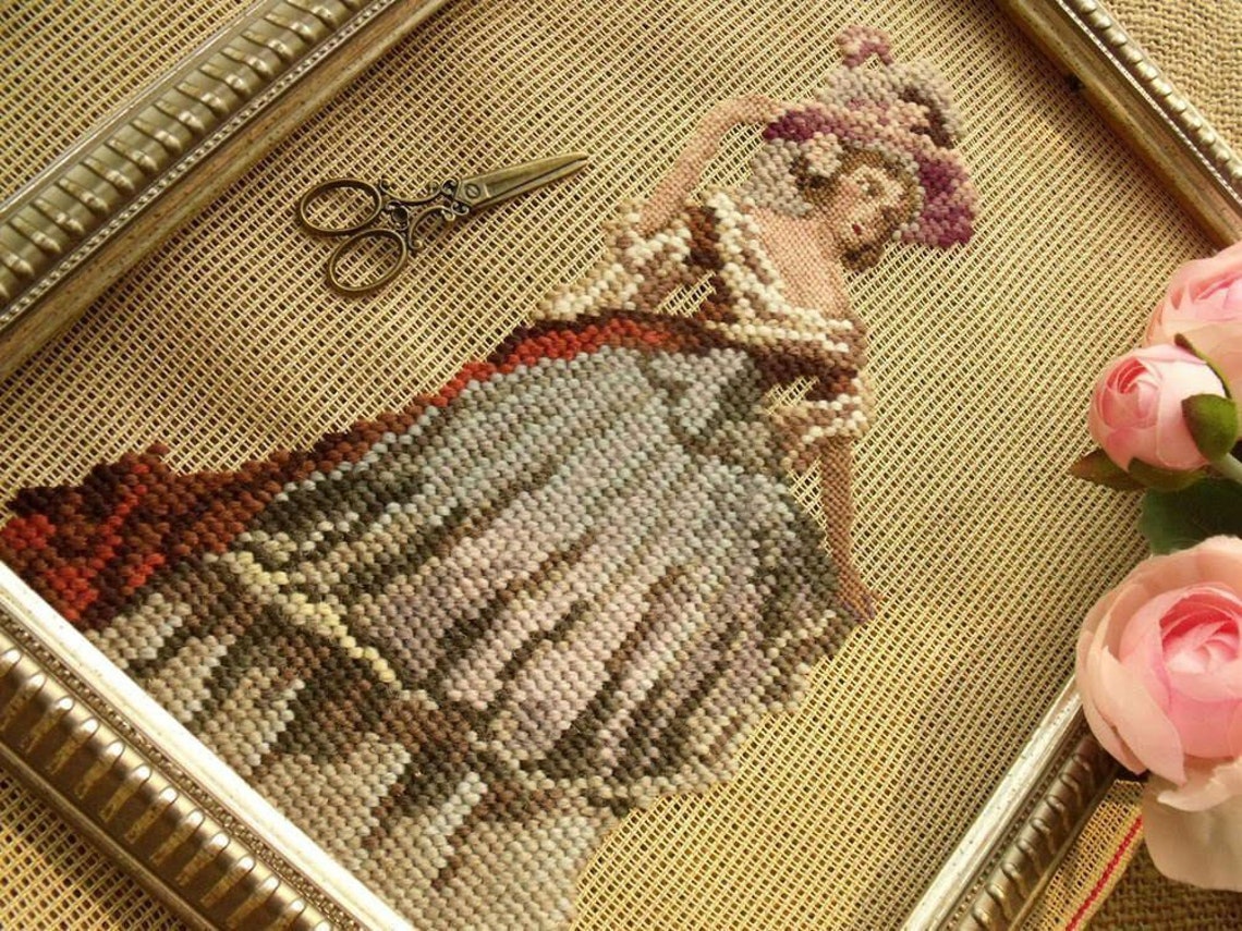 Vintage Needlepoint Unfinished Canvas Wall Hanging Historical Etsy