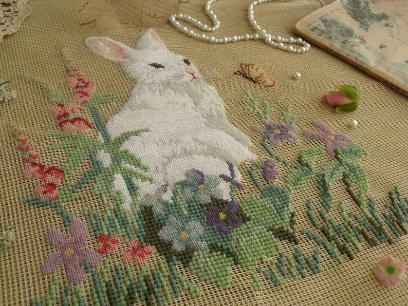 Vintage 18 PREWORKED Needlepoint Canvas Animals Bunny Etsy