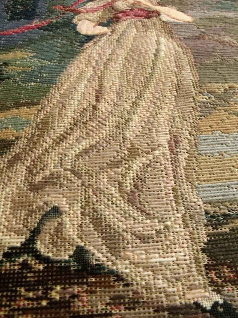 ANTIQUE Large 23 HAND Trammed Tramme Vintage PREWORKED Needlepoint