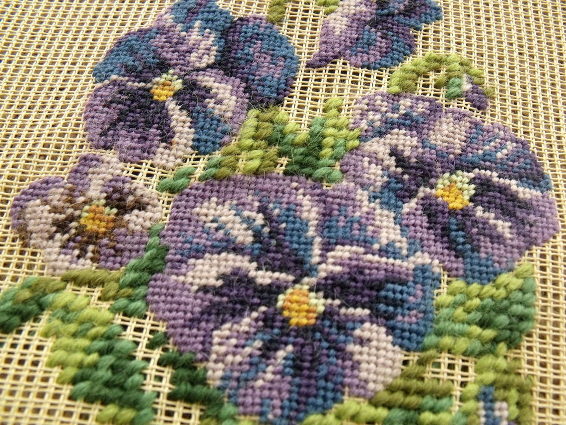 Vintage 12 PREWORKED Needlepoint Canvas Petit Point French Country