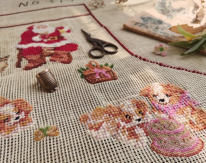 Needlepoint Christmas Stocking Preworked Canvas Snowman Etsy