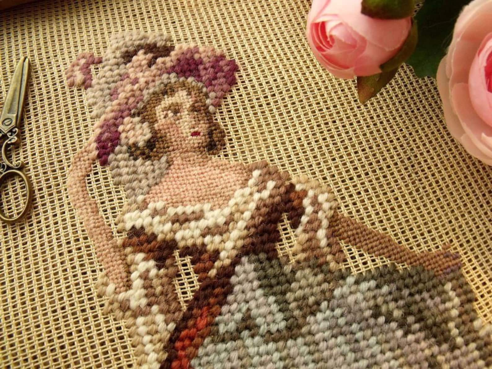 Vintage Needlepoint Unfinished Canvas Wall Hanging Historical - Etsy