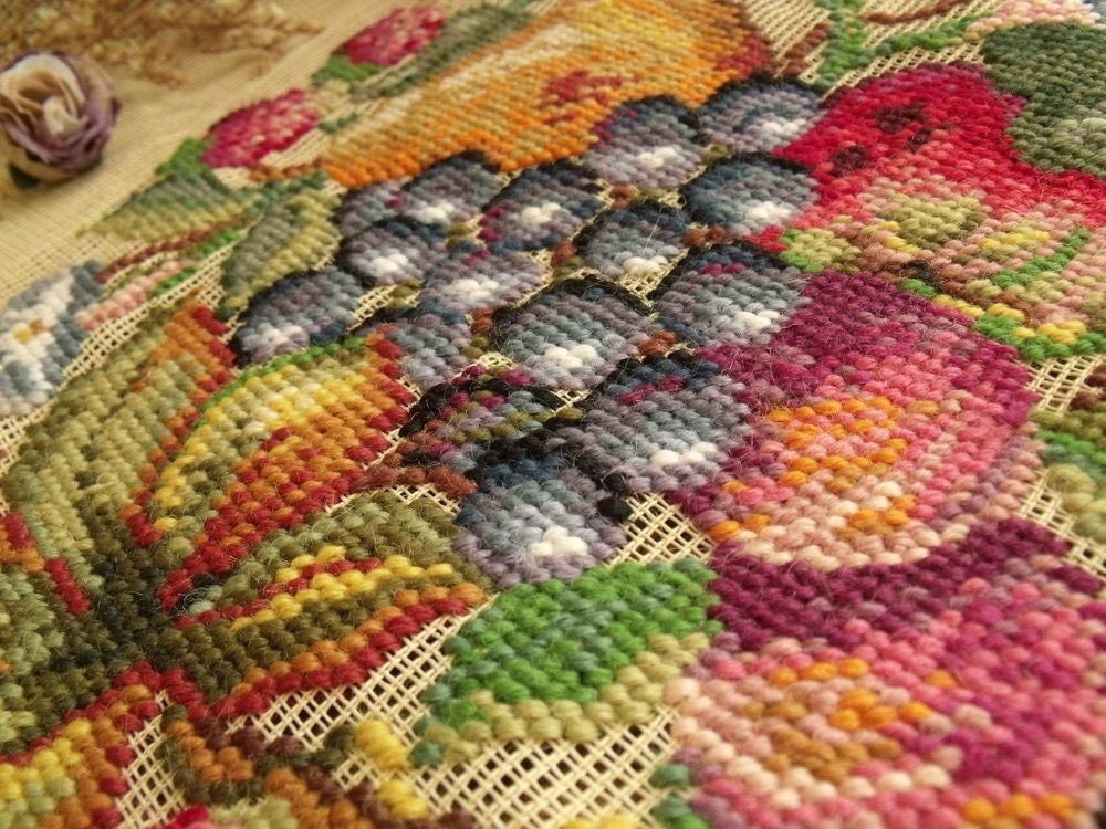 Antique 27 Vintage PREWORKED Needlepoint Canvas fruits - Etsy