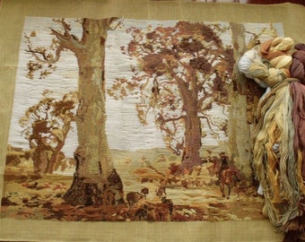 Hand Tramme Needlepoint Canvas Kit: 45" Autumn Forest Tapestry, Wool  Yarn