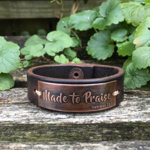 Your own handwriting or logo etched 3/4 leather and copper bracelet, kids handwriting, gift for mom, gift for dad, handmade image 10