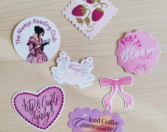 Pink sticker pack - book clubs and stocking stuffers