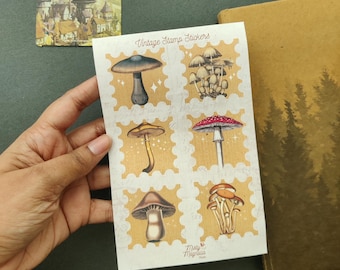 Mushroom Sticker Sheet - Vintage Style Illustrations