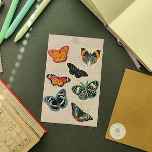 Vintage Butterfly Sticker Sheet | 4x6 Matte Vinyl | Journaling Scrapbook Supplies