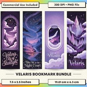 Acotar Velaris PNG Bookmarks Bundle | City of Starlight Stickers | Fantasy Romance Bookmark Set | Shadow Daddy Clipart | Maasverse Merch