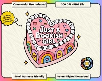 Just A Bookish Girl PNG Sticker | Book Lover Clipart | Romantasy Kindle Sticker | Smut Reader Merch | Dragon Lover Gift | Book Boyfriend PNG