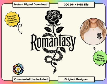 Romantasy PNG Design | Romantasy T-Shirt DTF Bookish Sublimation Designs | Acotar Clipart Fourth Wing Merch | Fantasy Reader Kindle Stickers