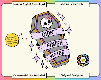 Funny Bookish Quote PNG File: Spooky Book Lover Clipart Instant Download | Halloween Stickers | Skull Spooky Reader PNG T-Shirt Sublimation