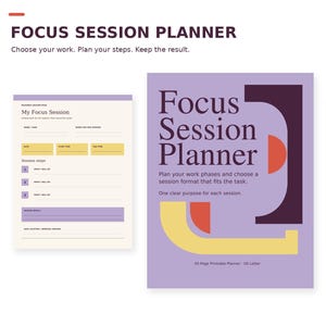 Focus Session Planner for Work and Study, Writing Projects, Research Tasks and Practical Workflows