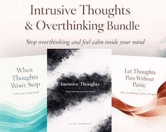 Intrusive Thoughts Bundle Stop Overthinking Mind Racing Thoughts Anxiety Relief Workbook PDF Set