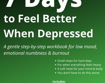 Werkboek 7 dagen depressie, voel je snel beter, geestelijke gezondheid afdrukbaar, zelfhulp-pdf-bestand