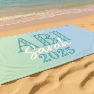 Abi 2025 gift, towel with name, graduation gift, personalized towel, beach towel with name, personalized bath towel, graduation