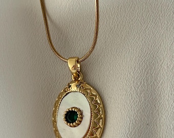 Gold Evil Eye Pendant Necklace: Handmade Protective Talisman