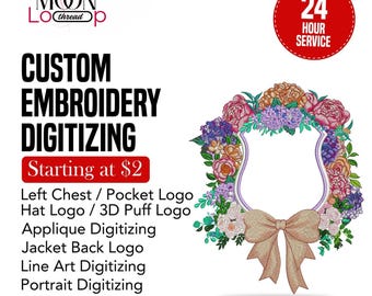 Custom Logo Embroidery Digitizing | Logo to PES DST EXP VP3 File