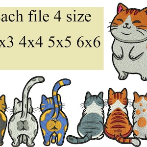 Funny Cat Butt Embroidery Bundle, Pet Animal Stitch Pattern (Instant Download)