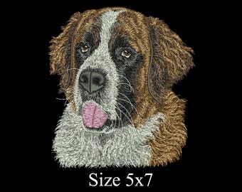Saint Bernard Embroidery Design | Realistic Dog File 5x7