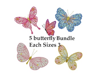 Butterfly Embroidery Designs Bundle | Floral Machine Embroidery Files (Instant Download)