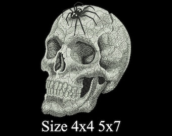 Spider Skull Embroidery Gothic Halloween Machine Design 4x4 5x7 Digital Download