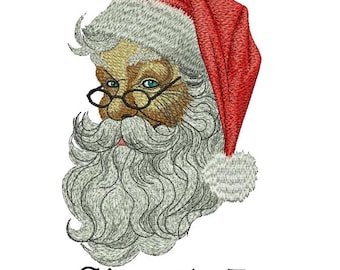 Santa Face Realistic Embroidery Design | 5x7 Hoop | Christmas Machine Embroidery  PES DST