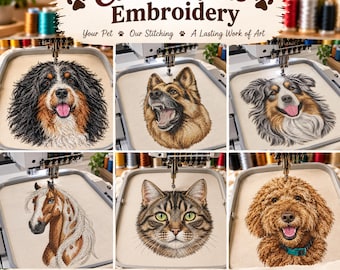 Custom Realistic Pet Embroidery Design | Digitized From Photo | Any Animal Portrait