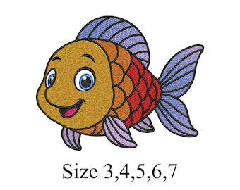Cartoon Fish Stitch File for Kids Clothing, Animal Pattern, Machine Embroidery PES DST