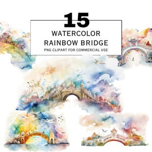 Watercolor Rainbow Bridge Clipart