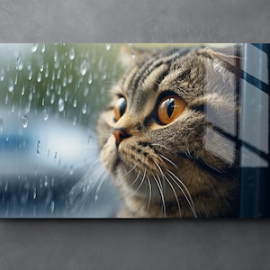Cat Wall Decor – Tempered Glass Color Burst – Modern Home Decor - Tempered Glass Decor - Wall Decor - Cozy Animal Home Decor - Home Design