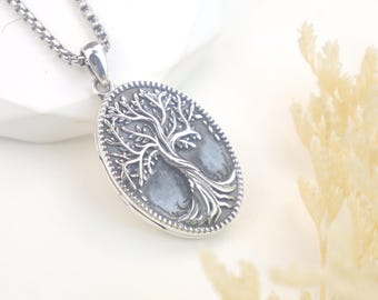 Custom Engraved Tree of Life Locket Necklace – 925 Sterling Silver Pendant– Personalized Nature Inspired Gift for Her