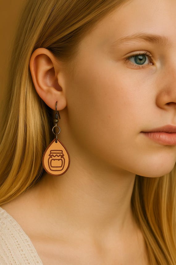 Rustic Jar Leather Earrings – Handmade Homestead Gift – Cottagecore Charm for Gardeners, Canners & Makers – Lightweight Farmhouse Style