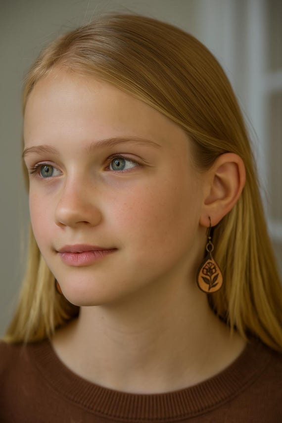 Handmade Leather Teardrop Earrings with Floral Engraving – Rustic Western Boho Jewelry – Lightweight Gift for Her – Farmhouse Style