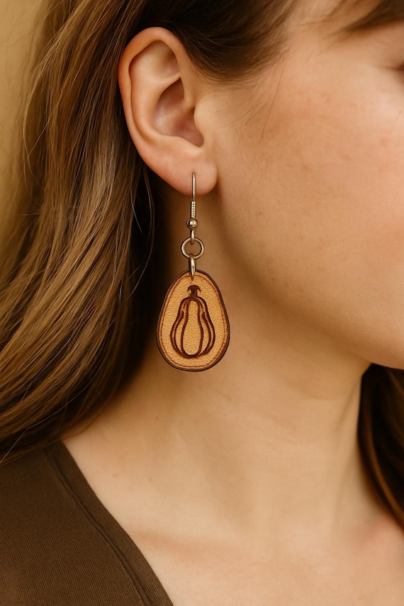 Rustic Squash Leather Earrings – Handmade Fall Earrings | Farmhouse Garden Gift | Fawn Meadow Farm Artisan Jewelry | Harvest Style for Her