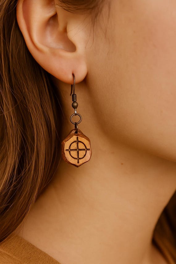 Crosshair Leather Earrings – Handmade Hunting Earrings for Women | Rustic Tactical Jewelry | Fawn Meadow Farm | Gift for Outdoorswomen