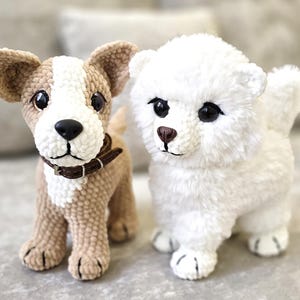 Set pattern: crochet dog and crochet pomeranian, amigurumi spitz dog 2 pdf pattern